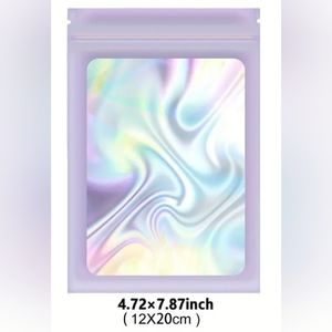 25 Purple Holographic & Clear Design Bags